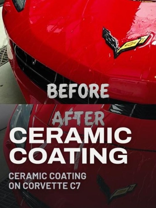 Ceramic coating on a Corvette C7, before and after