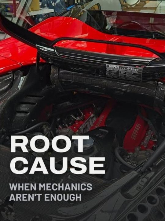 Root cause — Ferrari engine bay diagnosis