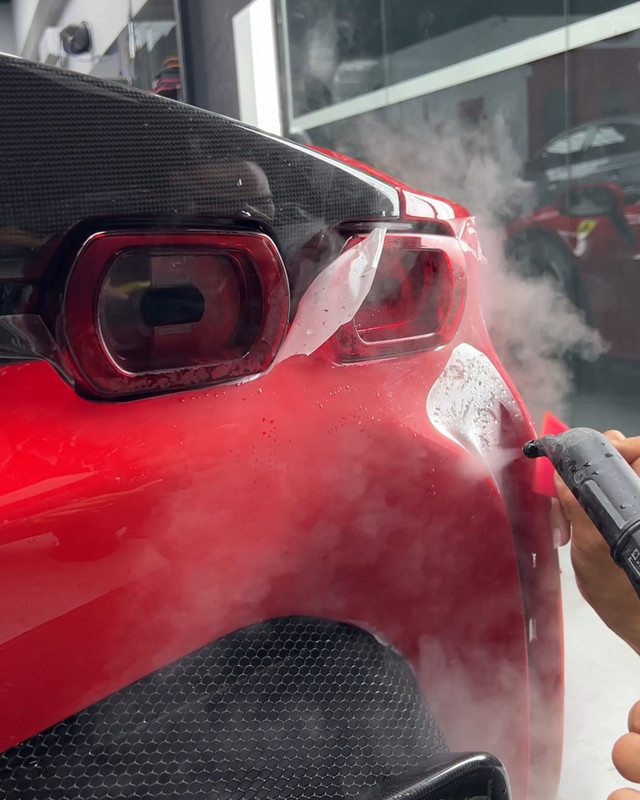 Steam cleaning during car detailing