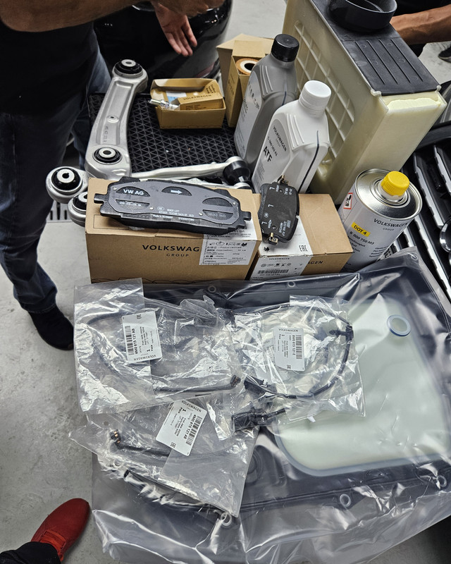 Service parts and fluids ready for fitting