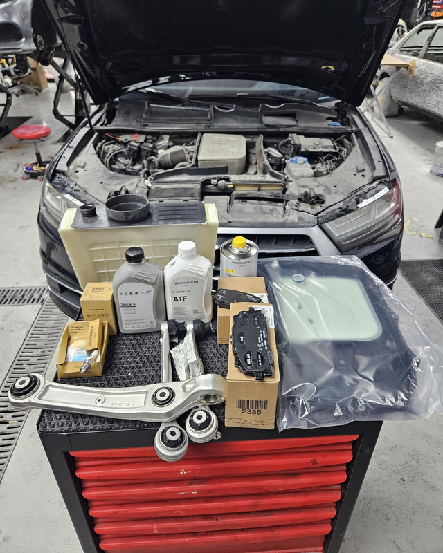 Parts and oils prepared for a major car service
