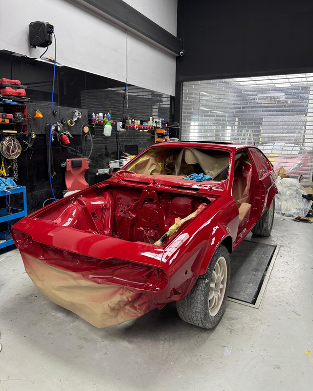 Alfa Romeo GTV body shell during restoration