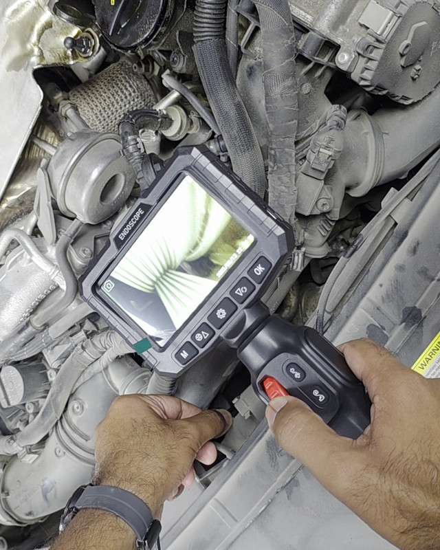 Borescope inspection inside the engine bay