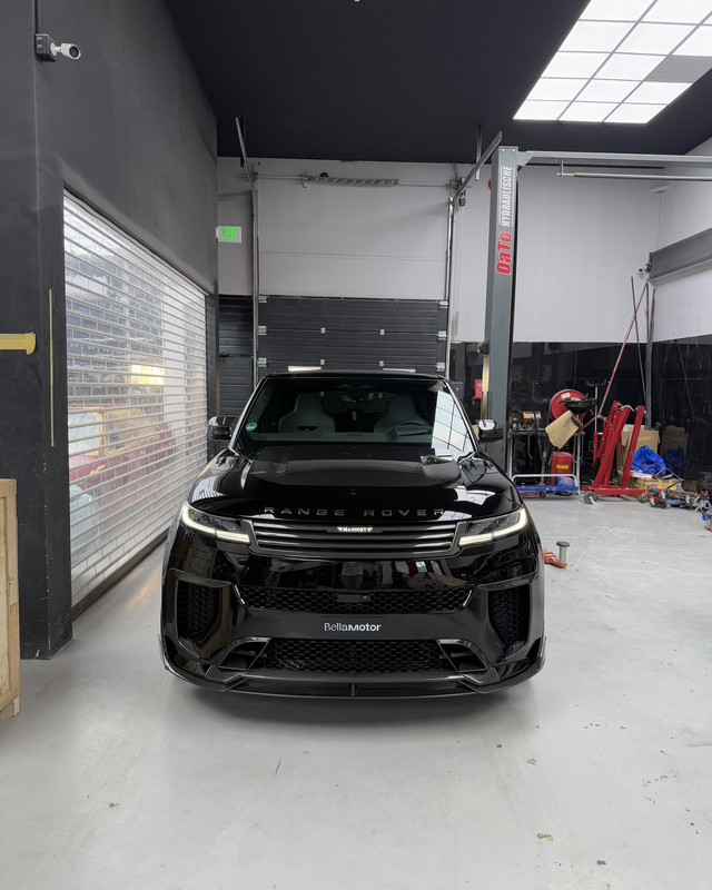 Range Rover front end in the workshop