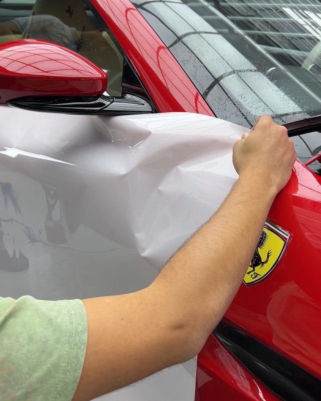 PPF installation on a Ferrari