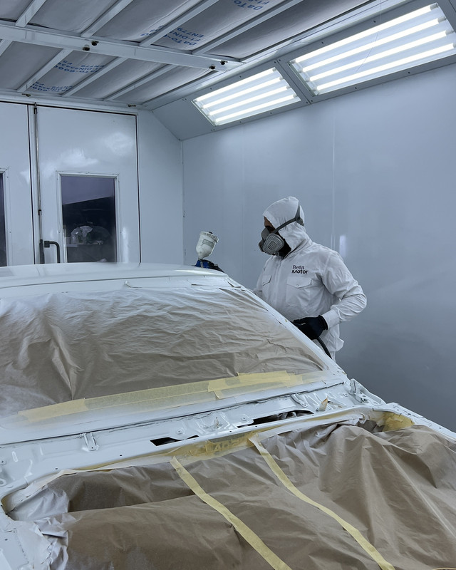 Car masked and ready to spray