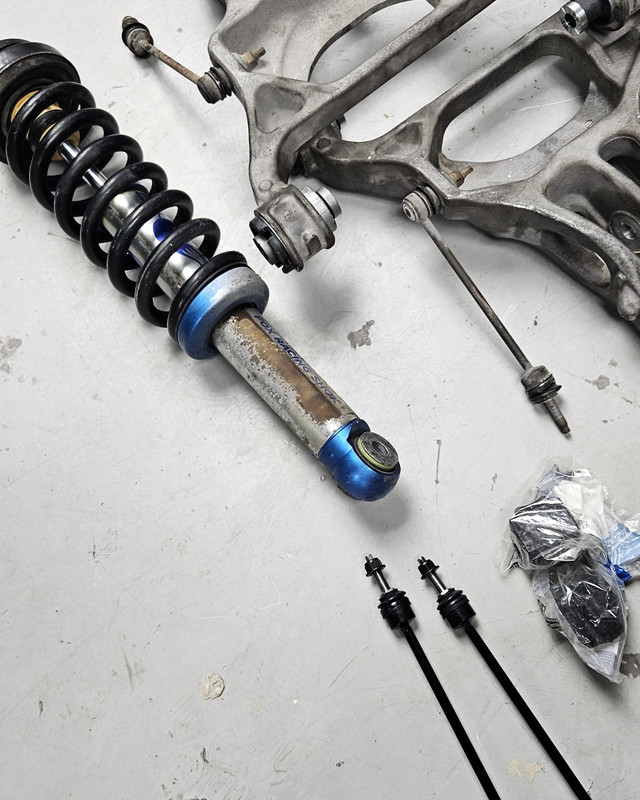 Coilover and suspension arms ready for installation, Dubai